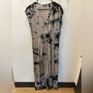 Culture Phit Black & Gray Tie-Dye Maxi Dress - Drawstring Waist - Size S